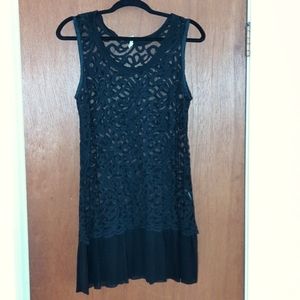 Neesh, black lace sleeveless dress. Women's size M.